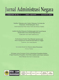 					Lihat Vol 20 No 2 (2014): Jurnal Administrasi Negara
				